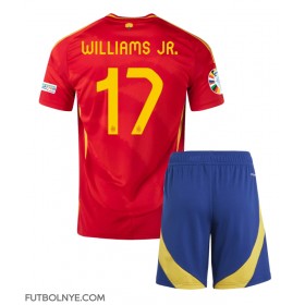 Camiseta España Nico Williams #17 Primera Equipación para niños Eurocopa 2024 manga corta (+ pantalones cortos)